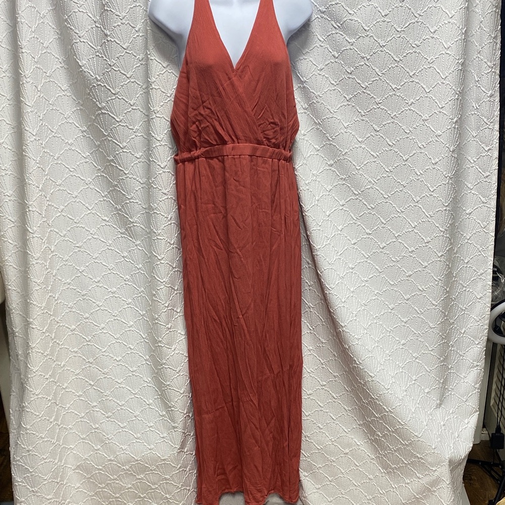 Lulu's size XL Terracotta Backless Maxi Dress Lined stretch‎ gauze soft summer